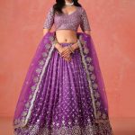 Purple Sequins Work Wedding Wear Lehenga Choli