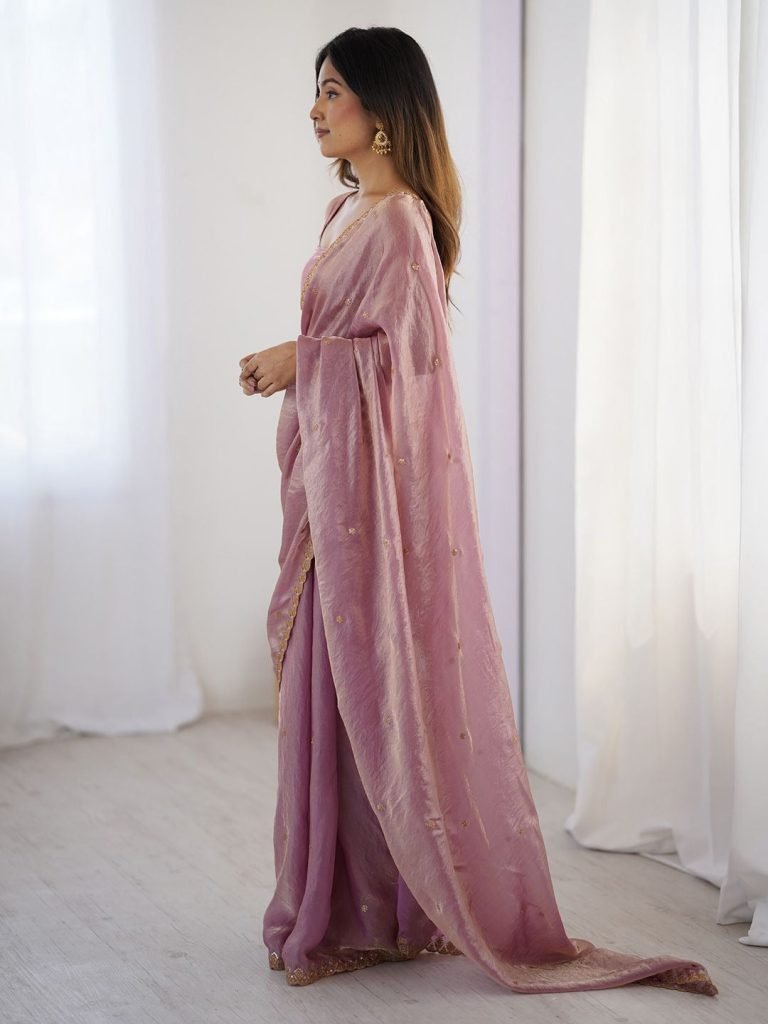 Embellished Sequinned Tissue Saree