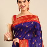 Paithani Saree Silk Blend | Big Peacock Meena Butti | Party Wear