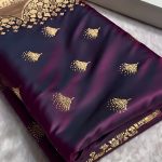 Banarasi Satin Silk Saree in Fire Gold Shade with Elegant Booti Work