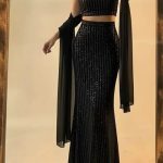 Black Mermaid Fish Cut Full Stitched Lehenga Choli For Women