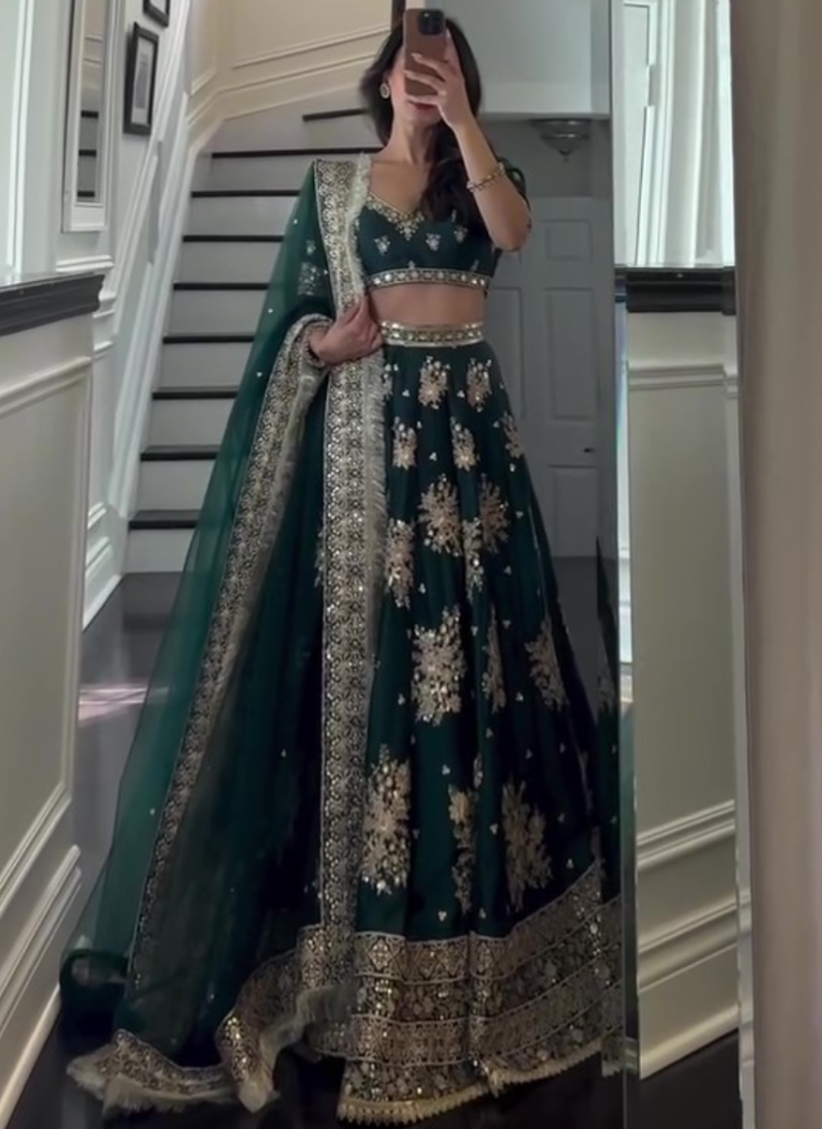 Heavy Embroidered Work Green Bridal Lehenga Choli