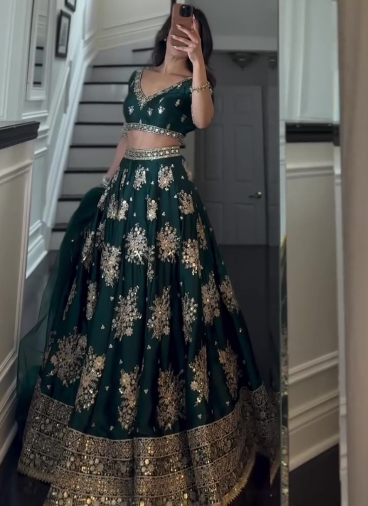 Heavy Embroidered Work Green Bridal Lehenga Choli