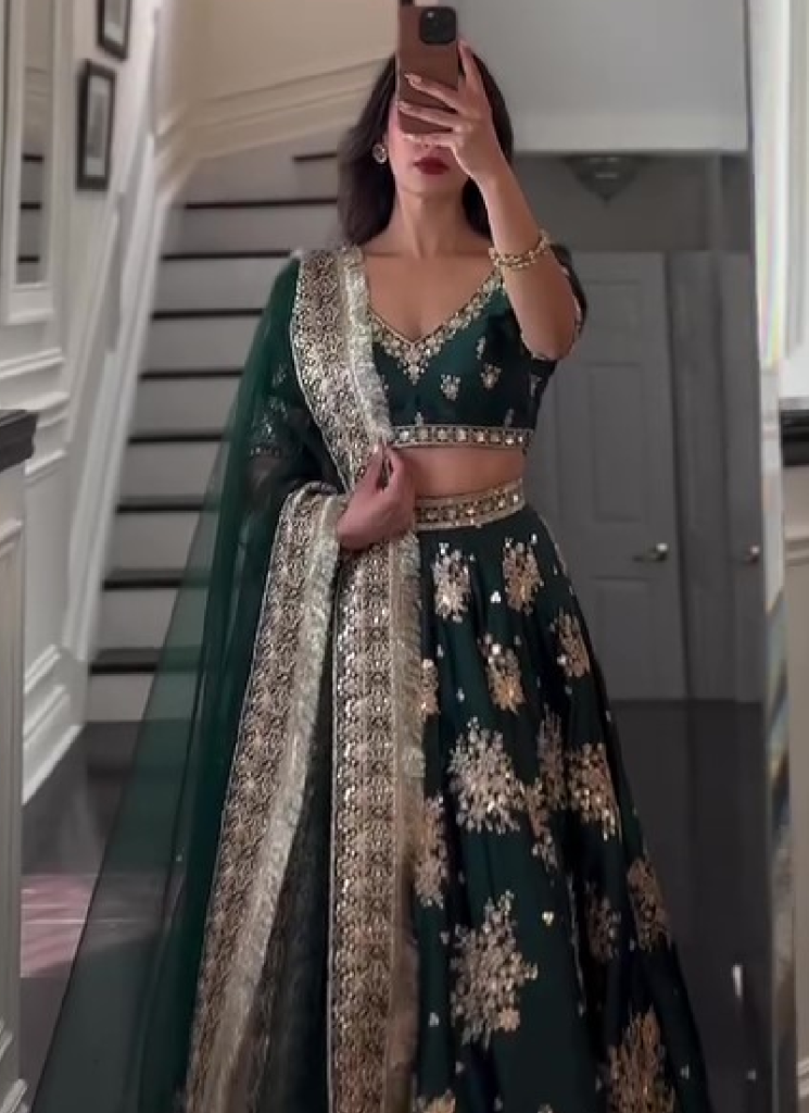 Heavy Embroidered Work Green Bridal Lehenga Choli