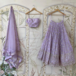 Zari Embroidered Work Georgette Light Lavender Lehenga
