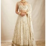 Zari Sequence Embroidered Georgette White Lehenga Choli