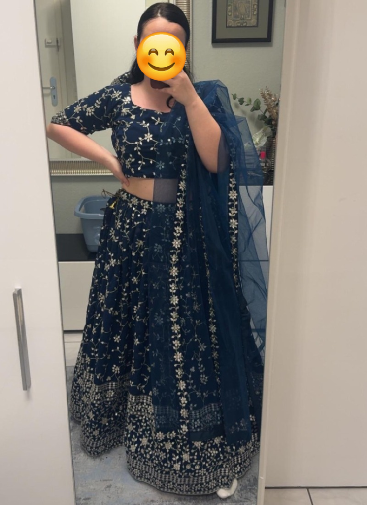 Sequence Work Georgette Navy Blue Lehenga Choli