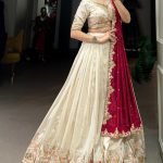 Zari Embroidered Vichitra Silk Off White Lehenga Choli
