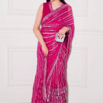 Sequence Work Designer Georgette Pink Saree With Blouse