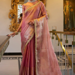 Wedding Wear Tissue Silk Zari Weaving Light Pink Saree