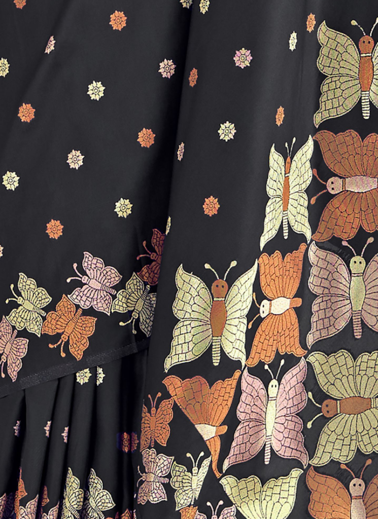 Banarasi Silk Zari Weaving Black Saree With Blouse