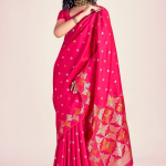 Beautiful Zari Weaving Banarasi Silk Rani Pink Saree
