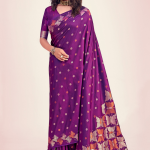 Purple Banarasi Saree In Zari Weaving Work For Wedding