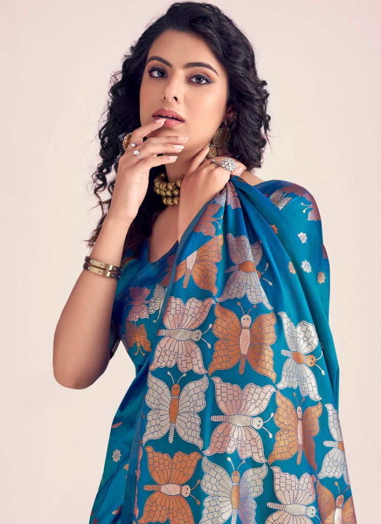 Banarasi Silk Zari Weaving Blue Wedding Saree With Blouse