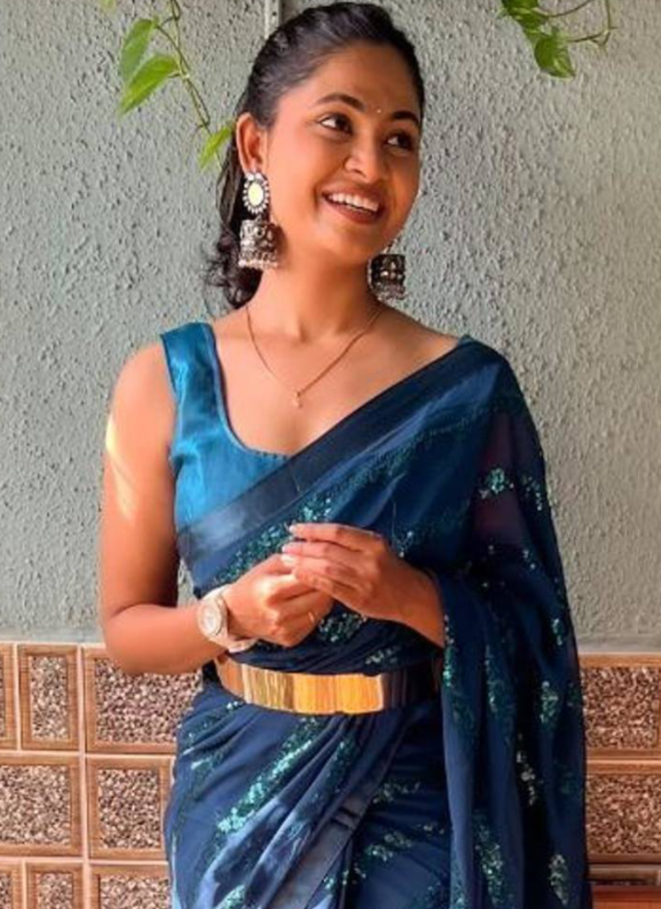 Teal Blue Sequence Work Georgette Party Wear Saree