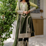 Embroidery Work Georgette Parrot Green Pakistani Salwar Suit