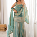 Fully Stitched Sea Green Embroidery Silk Kurta Suit Set