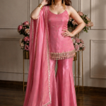 Silk Pink Reception Wear Real Mirror Work Punjabi Salwar Kameez
