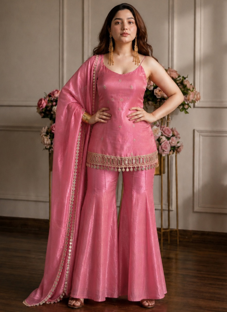 Silk Pink Reception Wear Real Mirror Work Punjabi Salwar Kameez