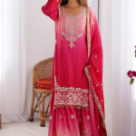 Sequence Embroidered Pink Silk Salwar Kameez With Dupatta