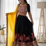 Black Georgette Mirror Work Navratri Wear Lehenga Choli