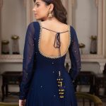 Navy Blue Long Anarkali Dress for Women