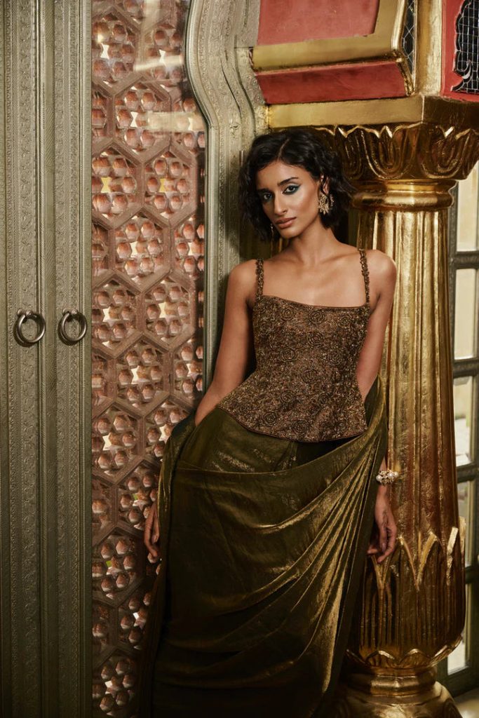 Luxury Hand Embroidered Ready To Wear Silk Saree | Ready To Wear Saree For Wedding