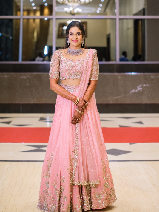Latest Light Pink Color Sequin Work Lehenga