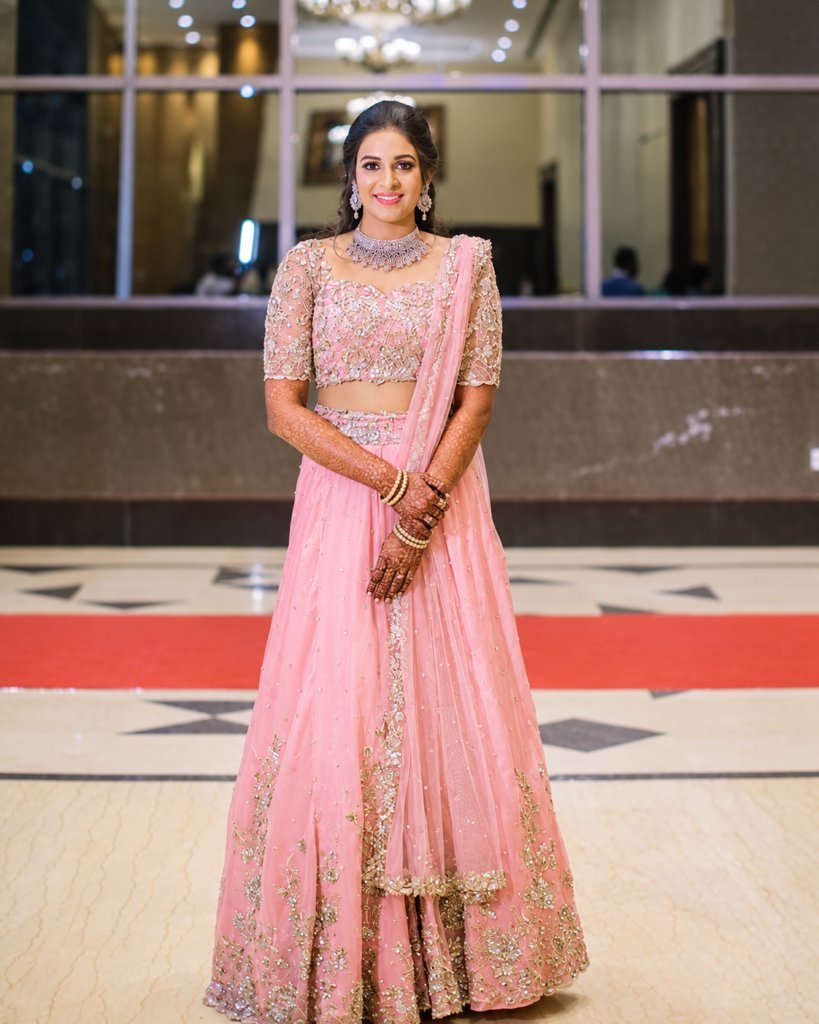 Latest Light Pink Color Sequin Work Lehenga