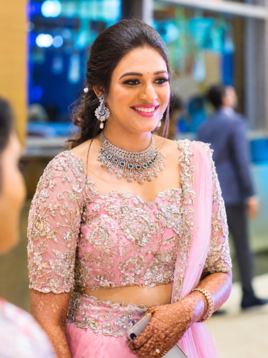 Latest Light Pink Color Sequin Work Lehenga