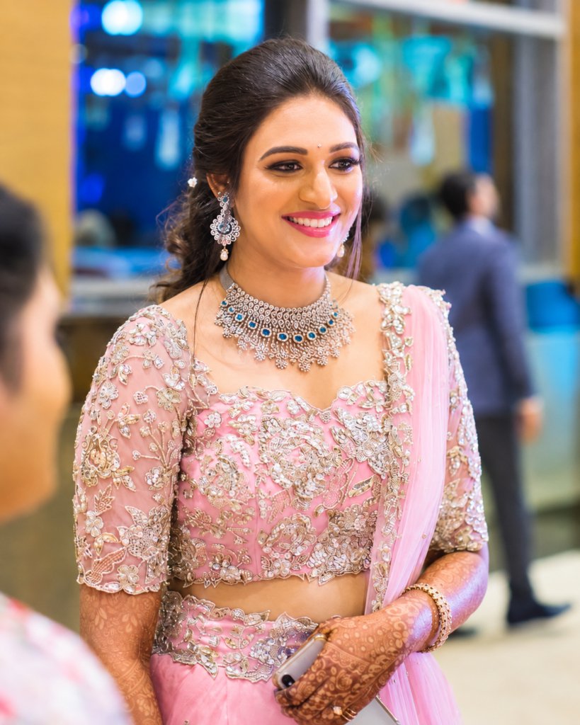 Latest Light Pink Color Sequin Work Lehenga