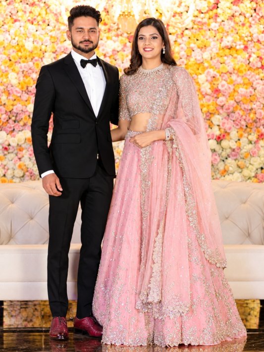 Latest Light Pink Color Sequin Work Lehenga