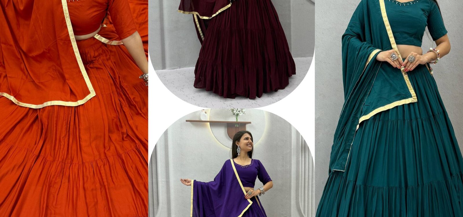 Premium Tiered Cotton Gown with Matching Dupatta – Multicolor Collection