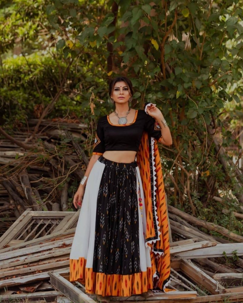 Navratri Special Black & Orange chaniya choli