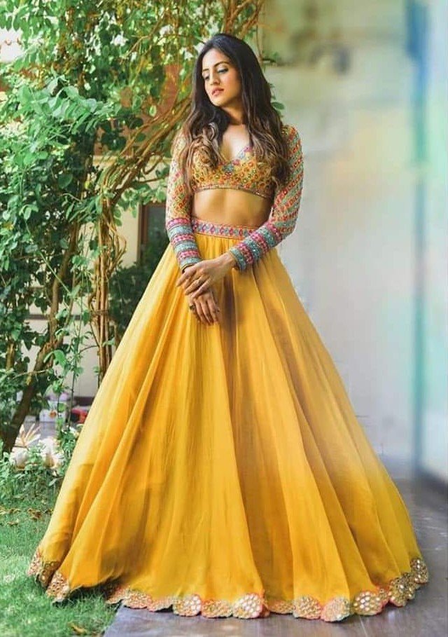 Haldi Rasam Wear Floral Chaniya Choli Standard Blouse