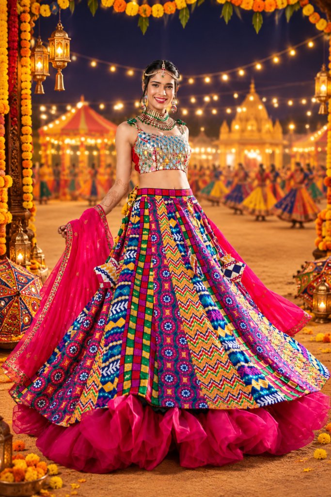 Navratri Special Designer Red Chaniya Choli