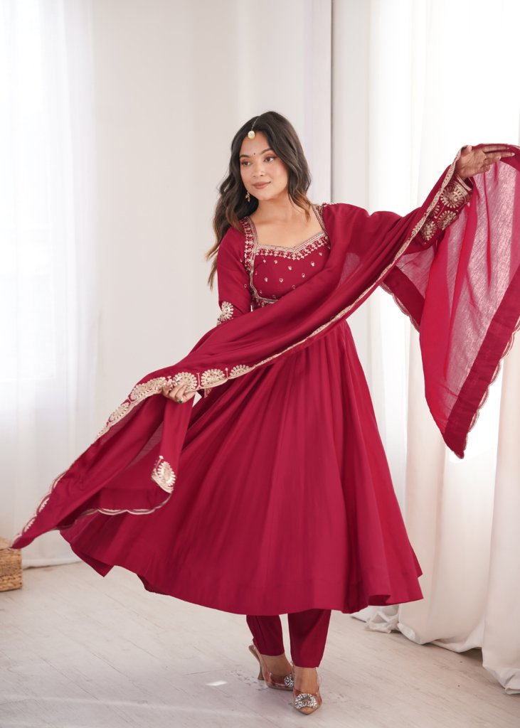 Anarkali Three Piece Set Elegant Embroidered Sequence Designer