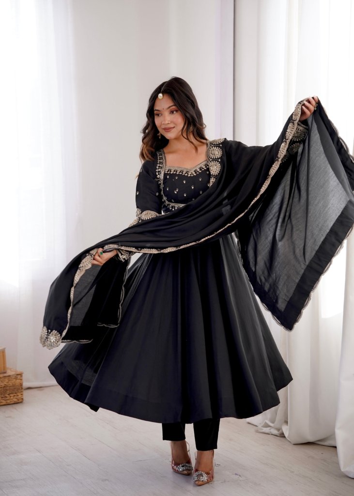 Anarkali Three Piece Set Elegant Embroidered Sequence Designer