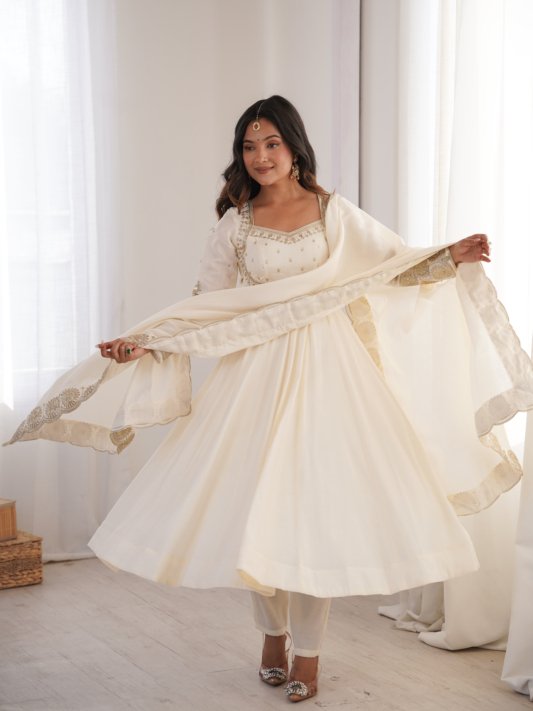 Anarkali Three Piece Set Elegant Embroidered Sequence Designer