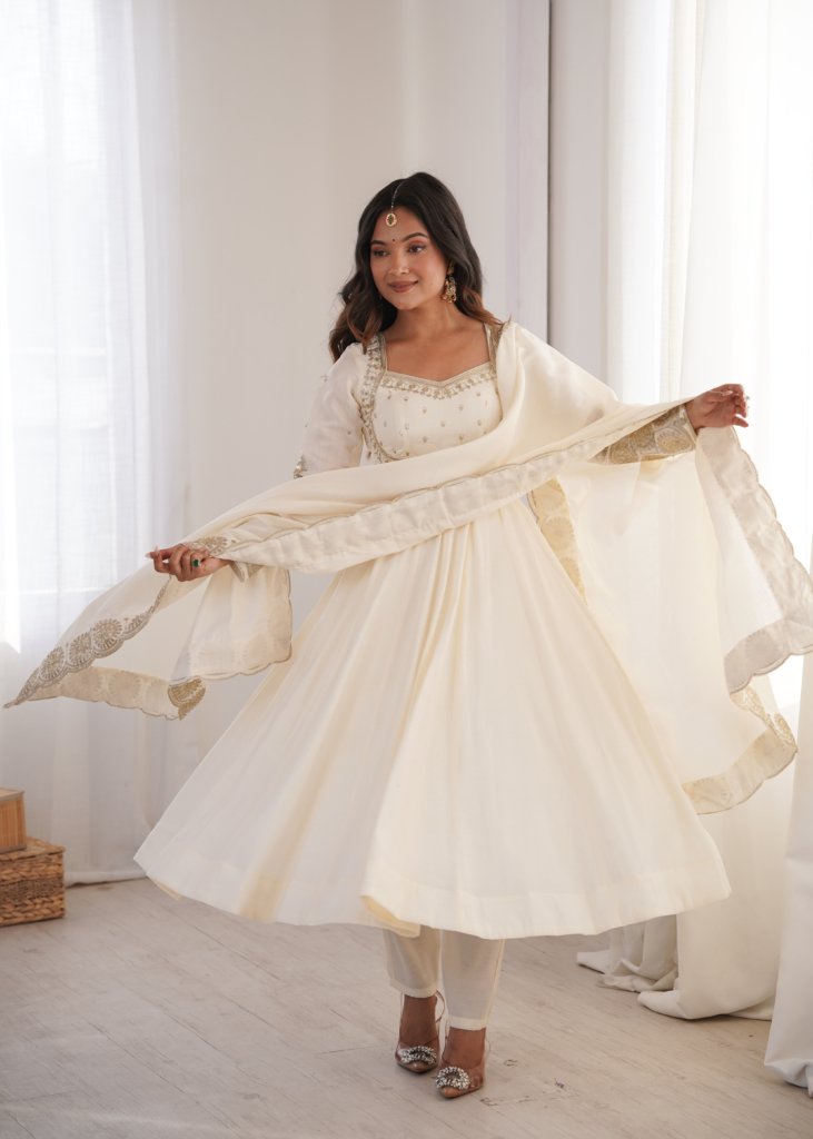Anarkali Three Piece Set Elegant Embroidered Sequence Designer