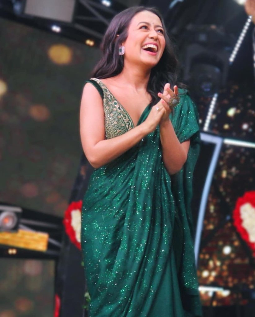 Neha Emerald Sparkle Sequin Designer Saree