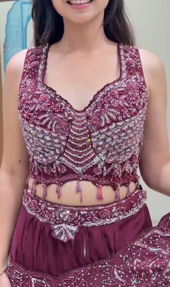 New Trending Lehenga Style Saree With Blouse  set  With Embroidery Work