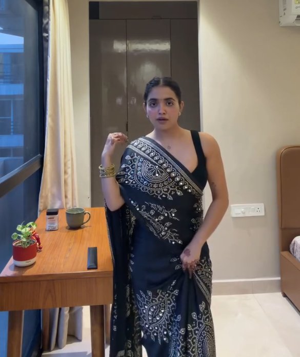 Festival Special Black Real Mirror Work Trending Saree
