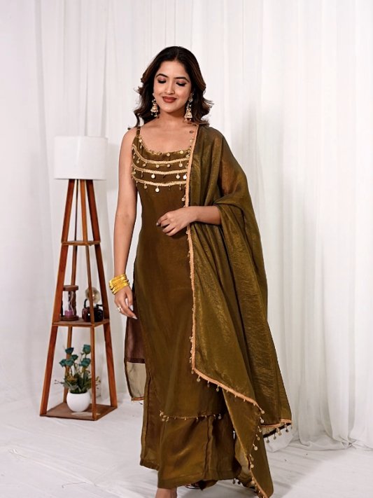 Diwali Festive Special Golden Silk Designer Suit With Dupatta 2026
