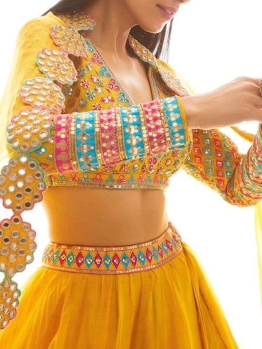 Haldi Rasam Wear Floral Chaniya Choli Standard Blouse