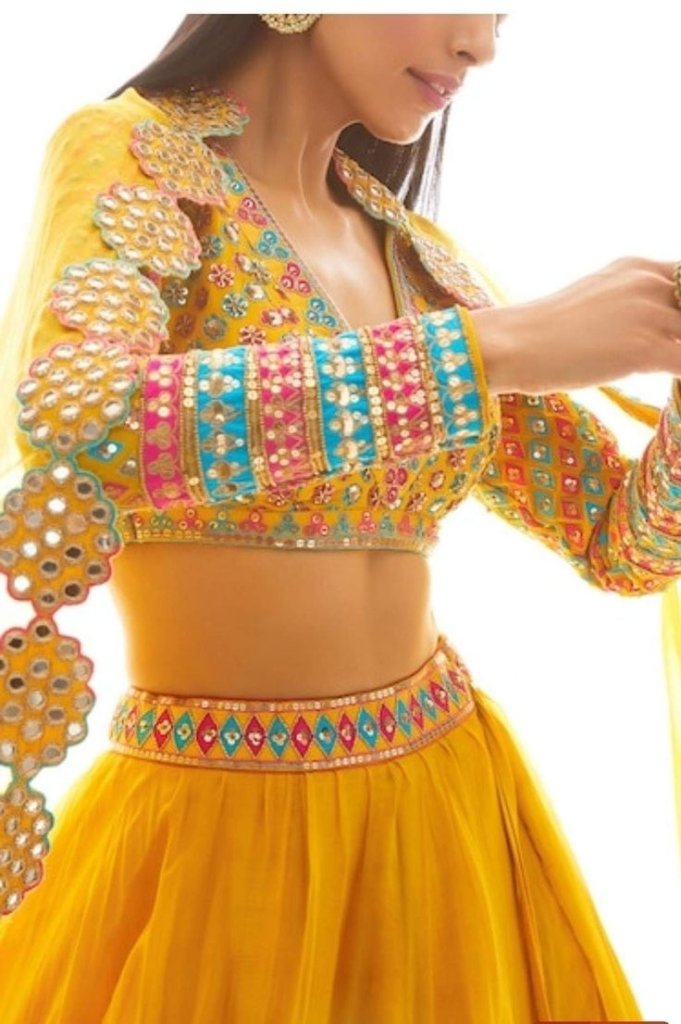 Haldi Rasam Wear Floral Chaniya Choli Standard Blouse