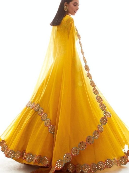 Haldi Rasam Wear Floral Chaniya Choli Standard Blouse