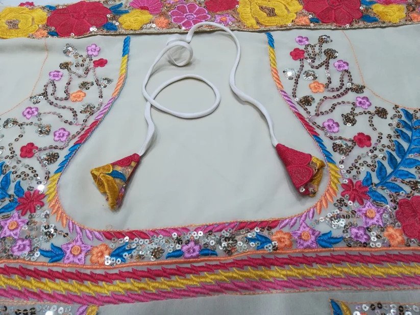 Wedding Wear Heavy Multi Color Georgette Thread Work Lehenga Choli