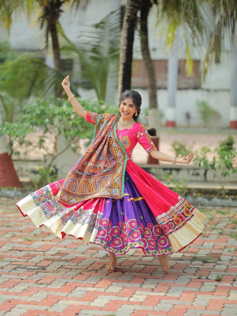 Multicolor Traditional Bandhani Print Navratri Chaniya Choli with Embroidered Dupatta