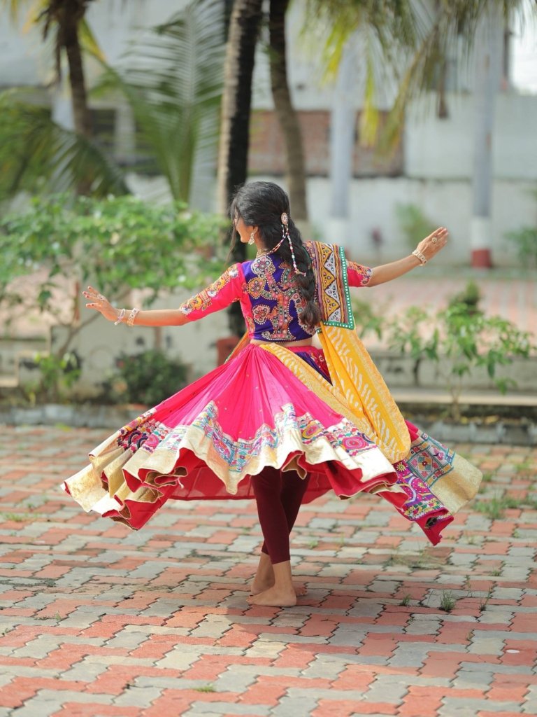 Multicolor Traditional Bandhani Print Navratri Chaniya Choli with Embroidered Dupatta